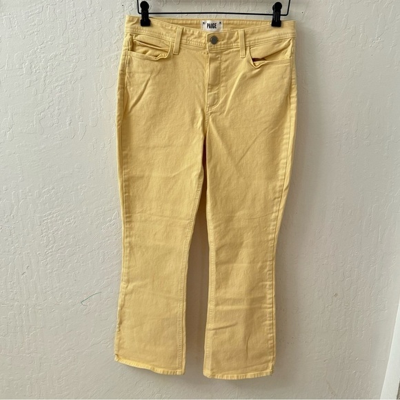 Paige Butter Yellow Claudine Ankle Flare Denim Jeans Size 30 - Picture 5 of 12